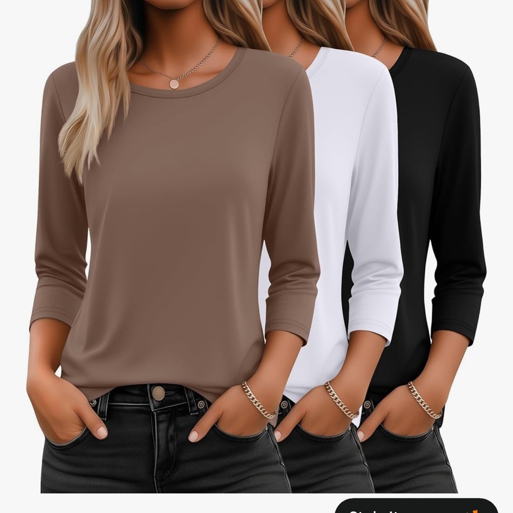 Women's Casual Long Sleeve Tops - Brown, White, Black
